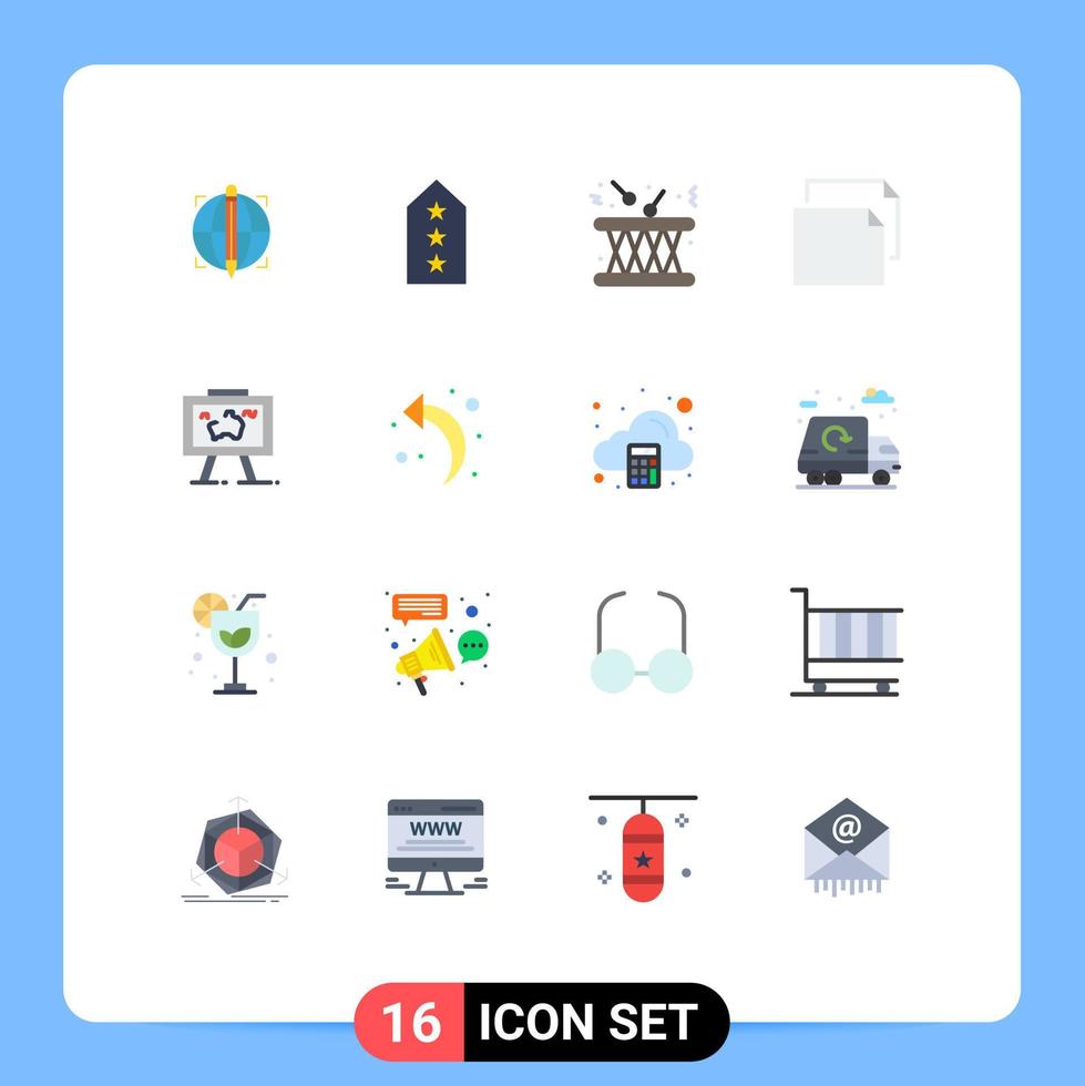 Modern Set of 16 Flat Colors and symbols such as presentation document three copy instrument Editable Pack of Creative Vector Design Elements
