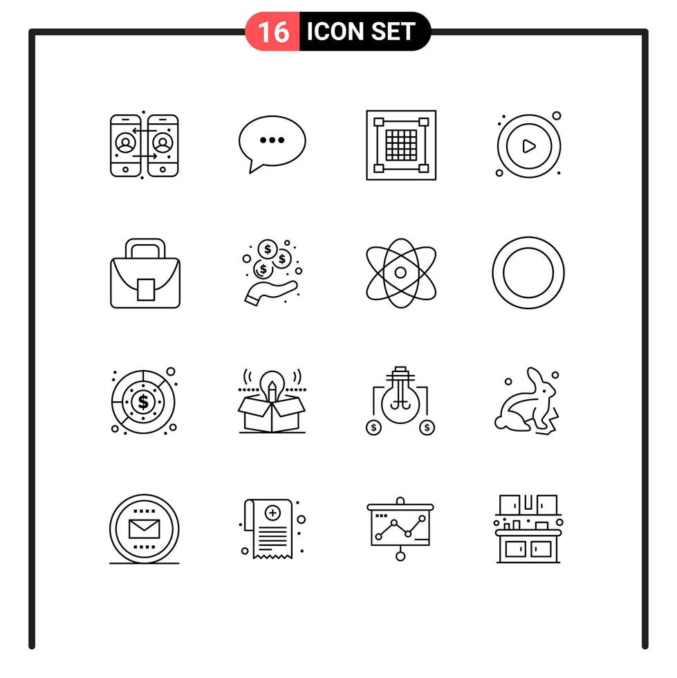16 Creative Icons Modern Signs and Symbols of logistic bag design player control Editable Vector Design Elements