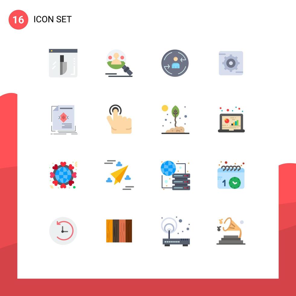 Set of 16 Vector Flat Colors on Grid for leaflet ad peturning box gear Editable Pack of Creative Vector Design Elements