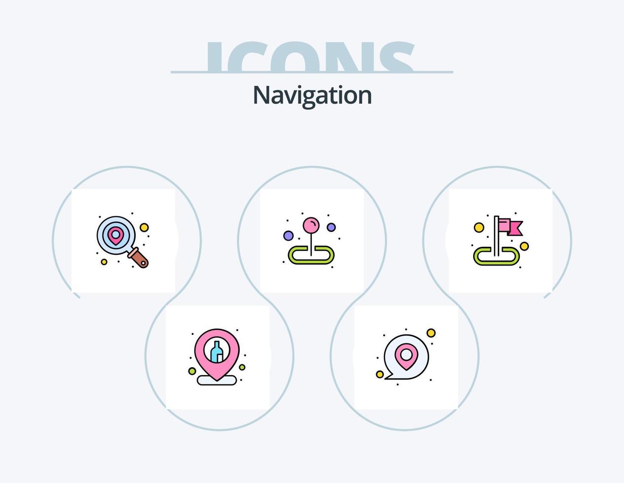 Navigation Line Filled Icon Pack 5 Icon Design. point. pin. location. map. university vector
