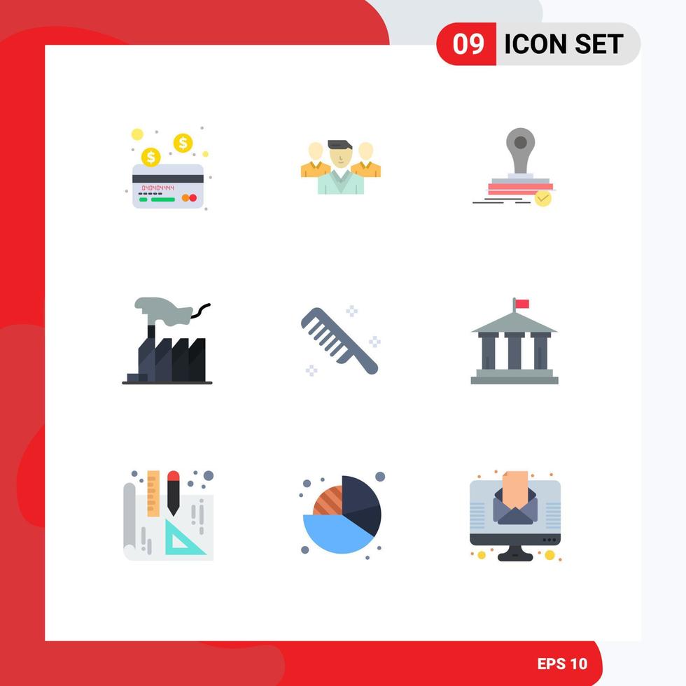 9 User Interface Flat Color Pack of modern Signs and Symbols of comb lobbying clone interest despotism Editable Vector Design Elements