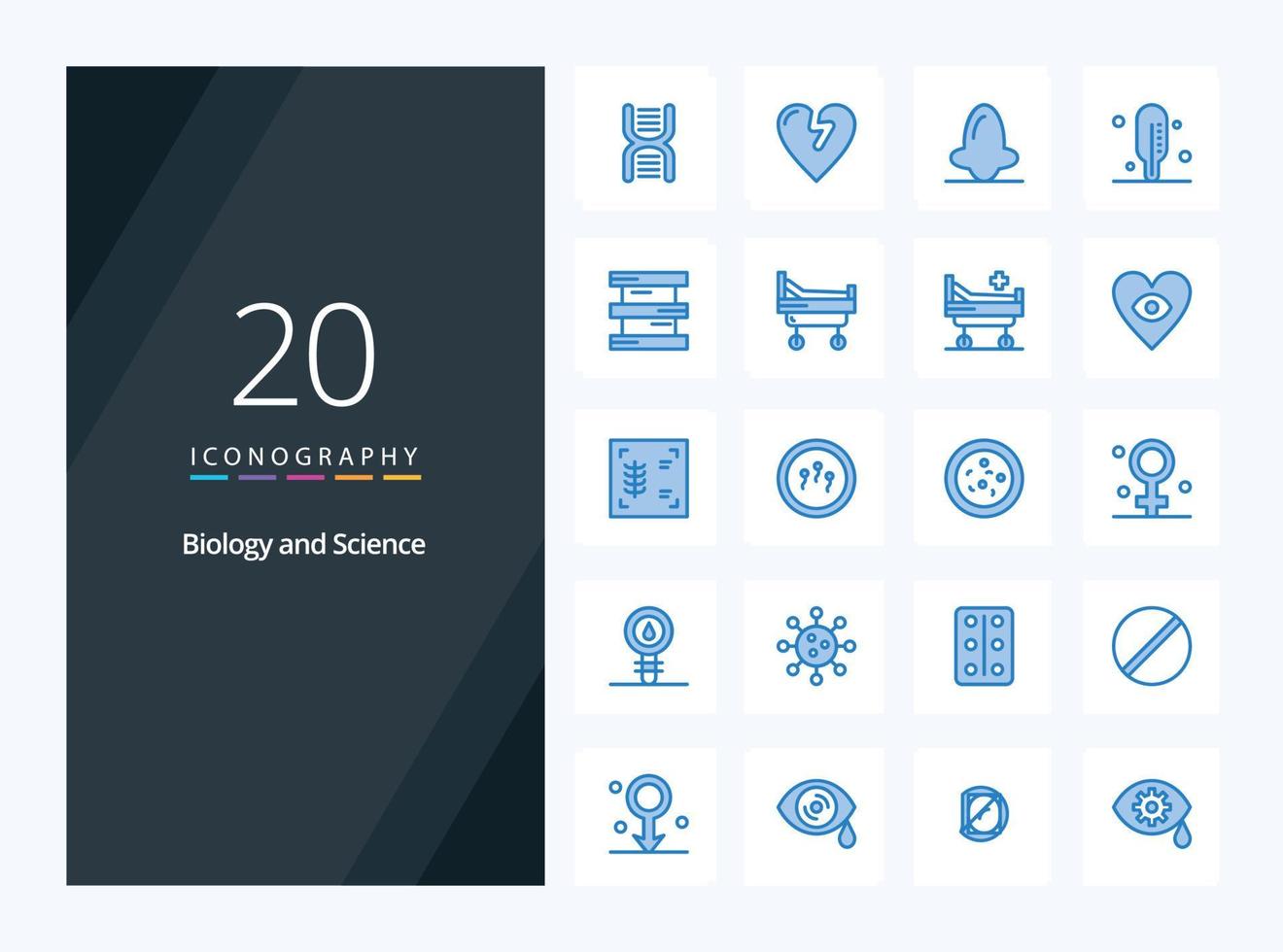 20 Biology Blue Color icon for presentation vector