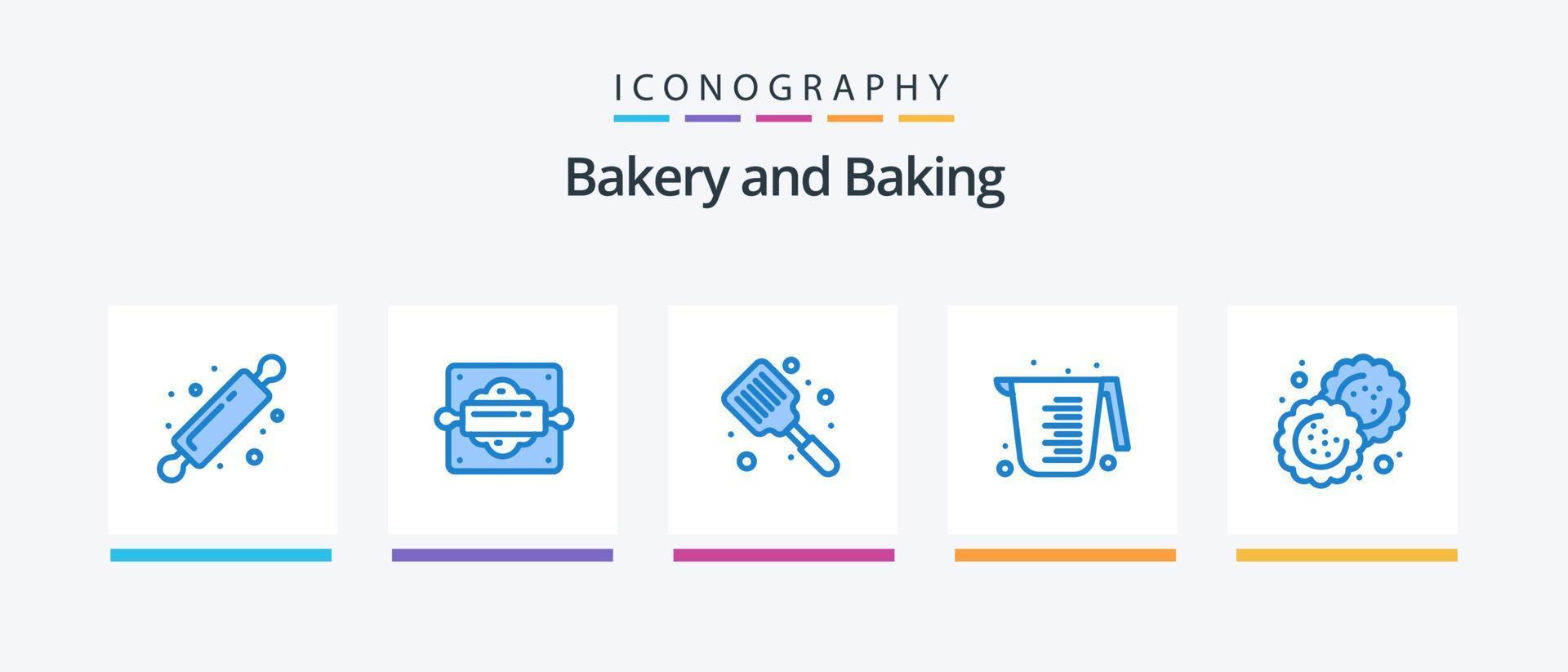 Baking Blue 5 Icon Pack Including . cookie. spatula. biscuit. measuring. Creative Icons Design vector