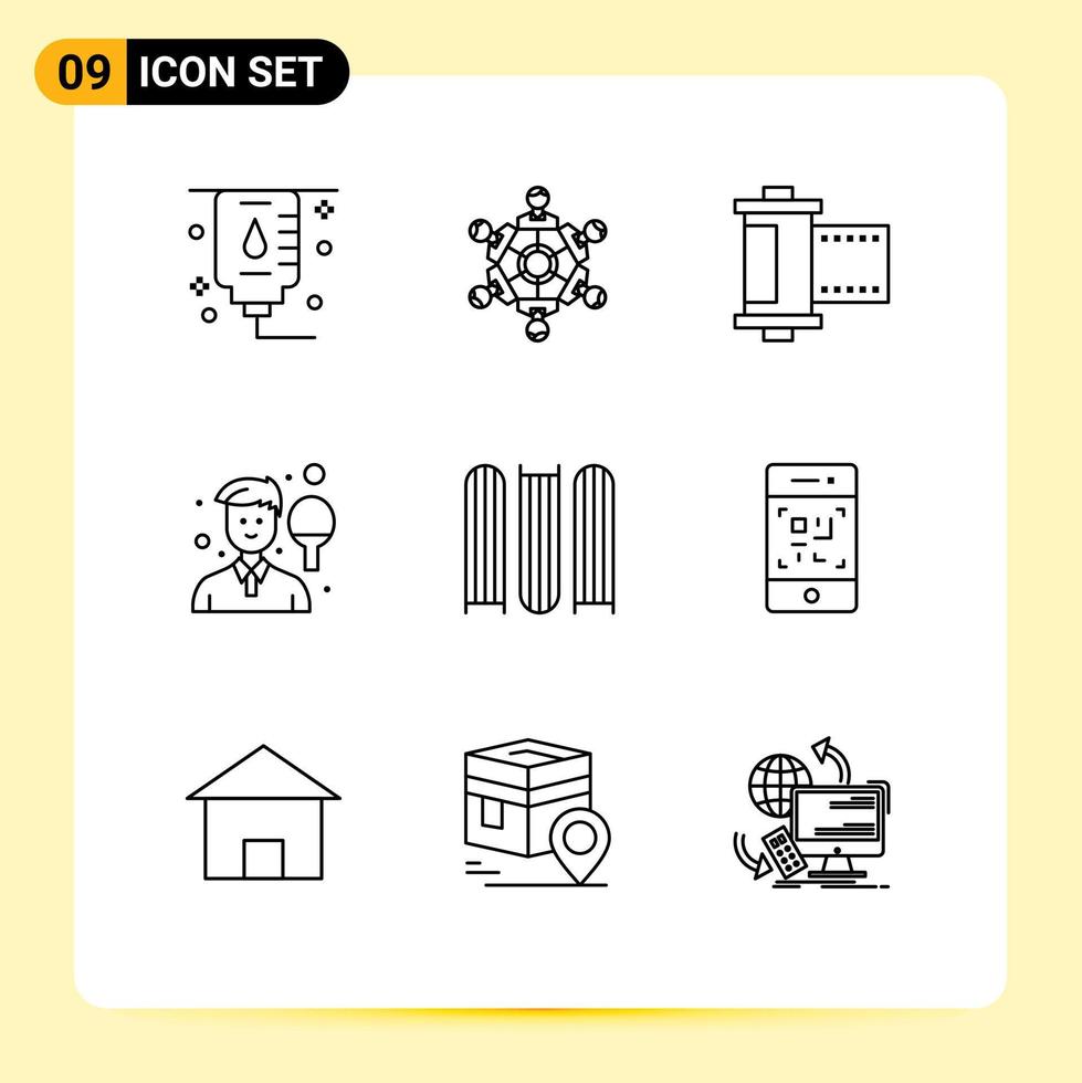 Modern Set of 9 Outlines and symbols such as document sport camera man avatar Editable Vector Design Elements
