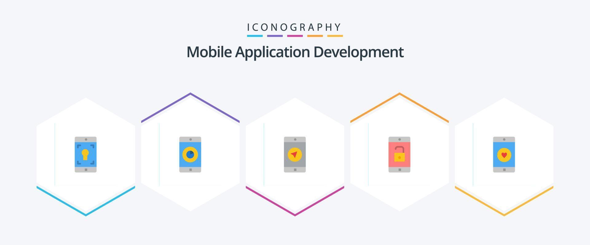Mobile Application Development 25 Flat icon pack including mobile. unlock. application. mobile application. application vector