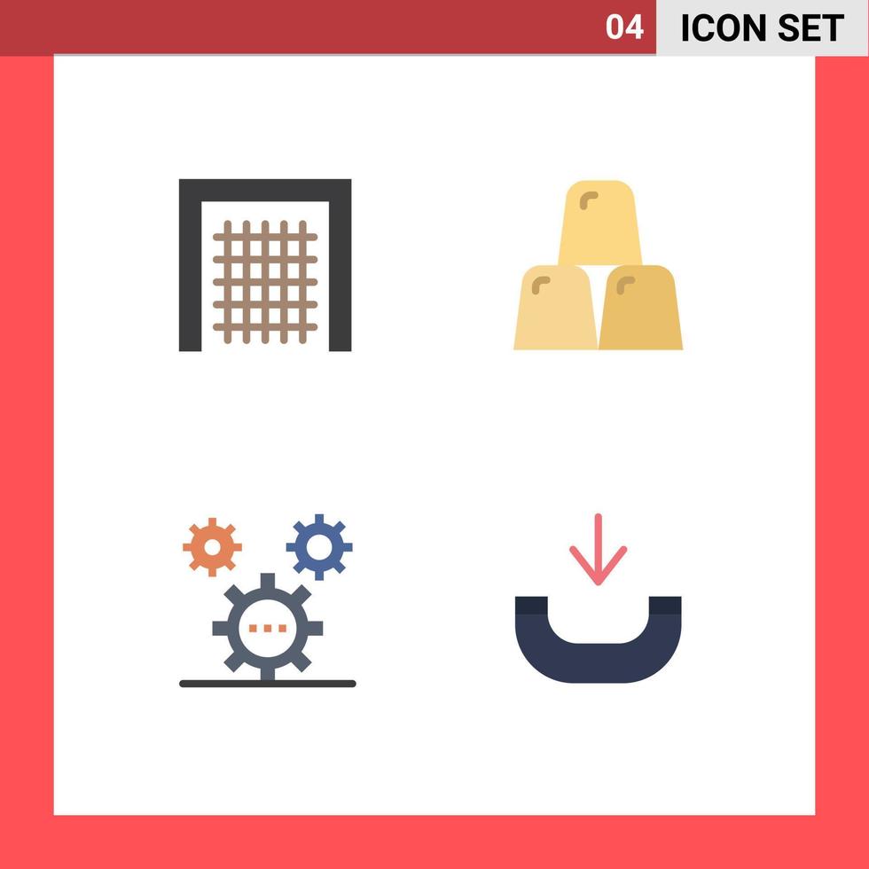 Pictogram Set of 4 Simple Flat Icons of gate design sport finance ideas Editable Vector Design Elements