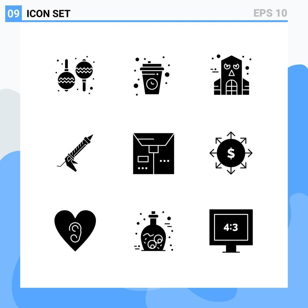 Set of 9 Modern UI Icons Symbols Signs for e utensils halloween construction gun Editable Vector Design Elements