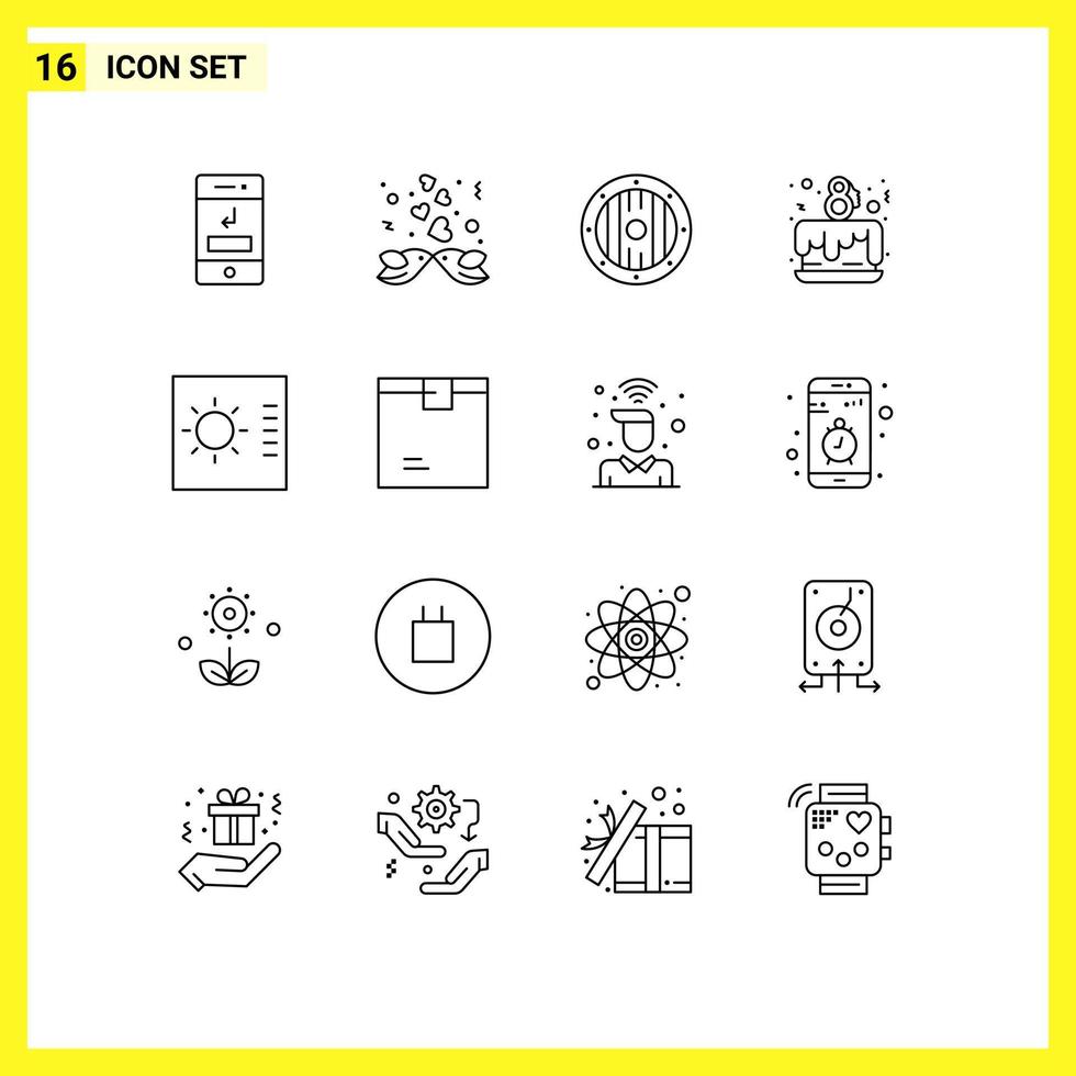 Set of 16 Modern UI Icons Symbols Signs for control love love day spa Editable Vector Design Elements