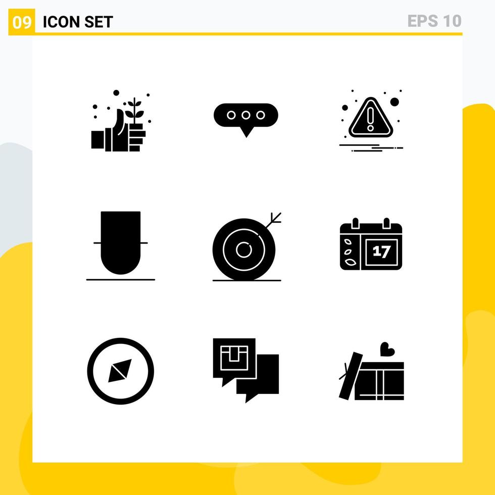 9 Universal Solid Glyphs Set for Web and Mobile Applications optimization engine caution user human Editable Vector Design Elements