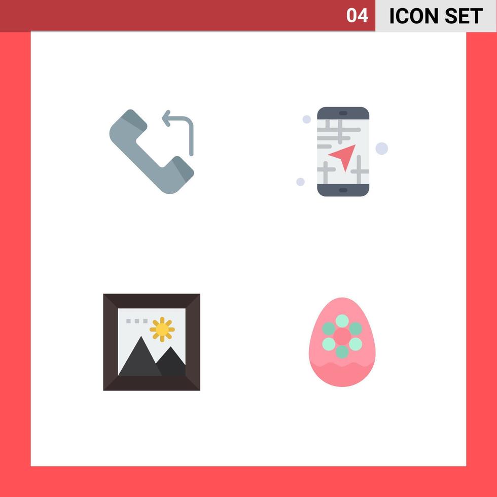 Universal Icon Symbols Group of 4 Modern Flat Icons of answer photo mobile direction travel Editable Vector Design Elements