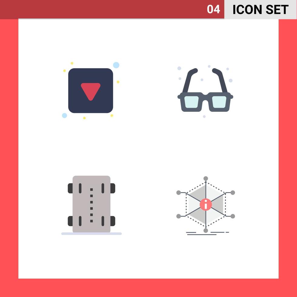 Pack of 4 Modern Flat Icons Signs and Symbols for Web Print Media such as play button skate full park sport Editable Vector Design Elements