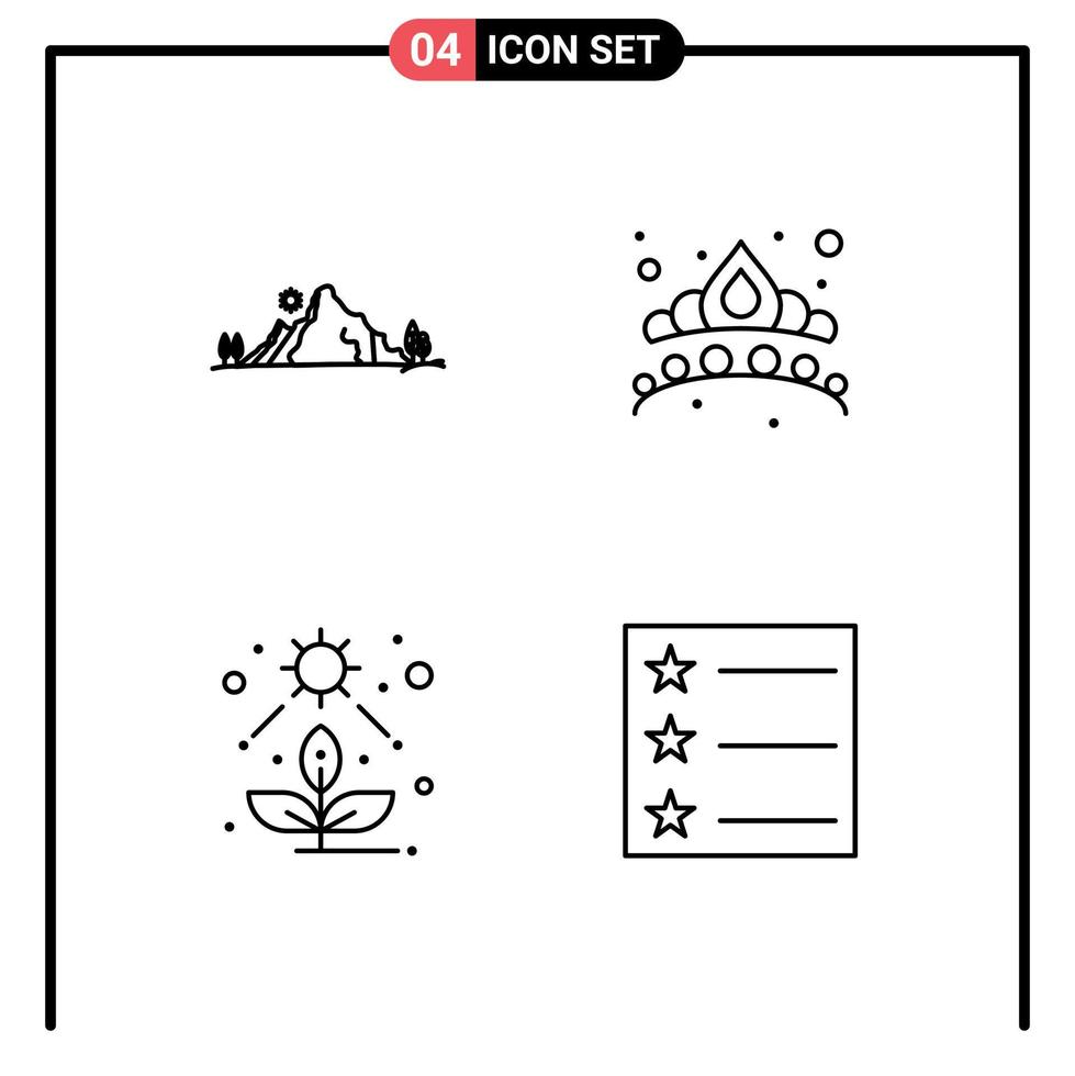 Modern Set of 4 Filledline Flat Colors Pictograph of mountain direct nature fashion plant Editable Vector Design Elements