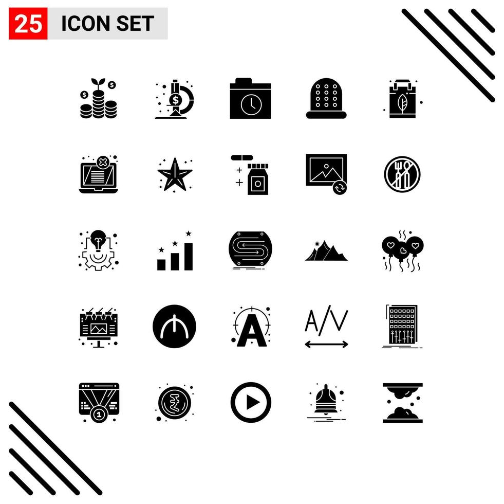 Set of 25 Modern UI Icons Symbols Signs for laptop display history bag leaf Editable Vector Design Elements