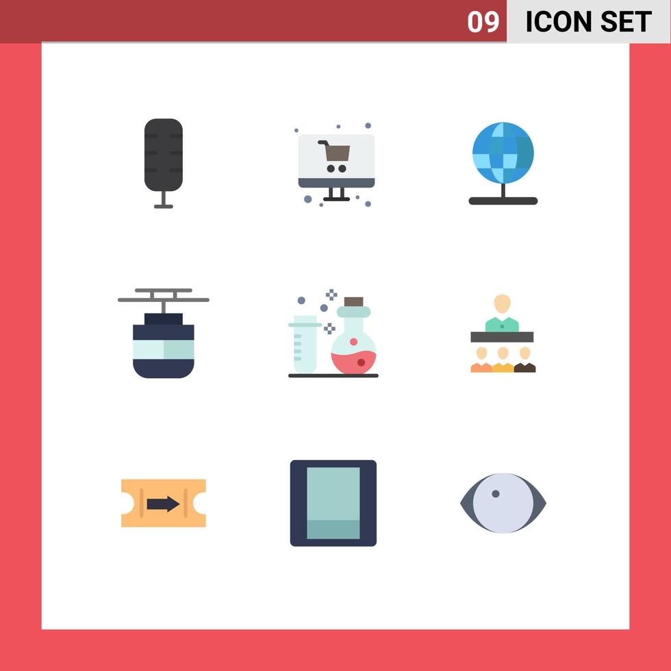 9 Flat Color concept for Websites Mobile and Apps laboratory chemistry navigation vehicles transport Editable Vector Design Elements
