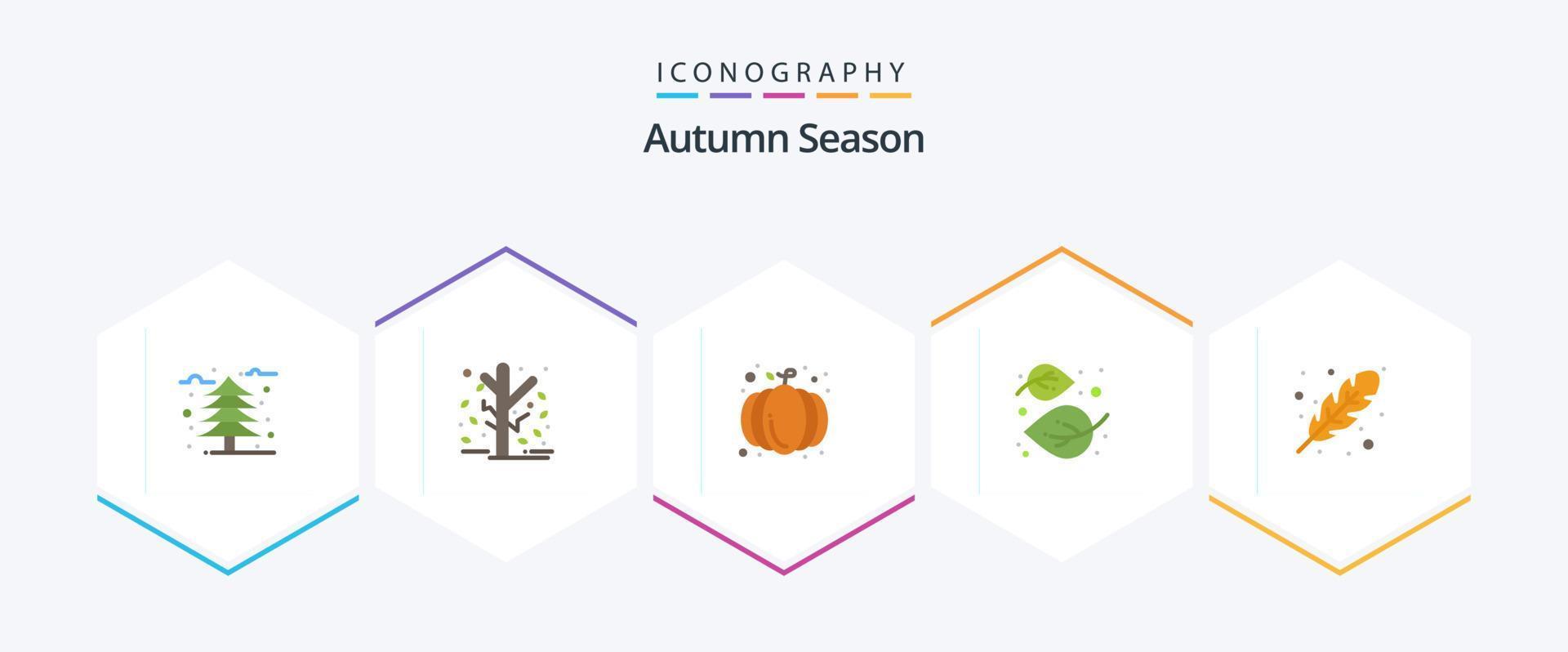 Autumn 25 Flat icon pack including tree. linden. tree. leaf. pumpkin vector