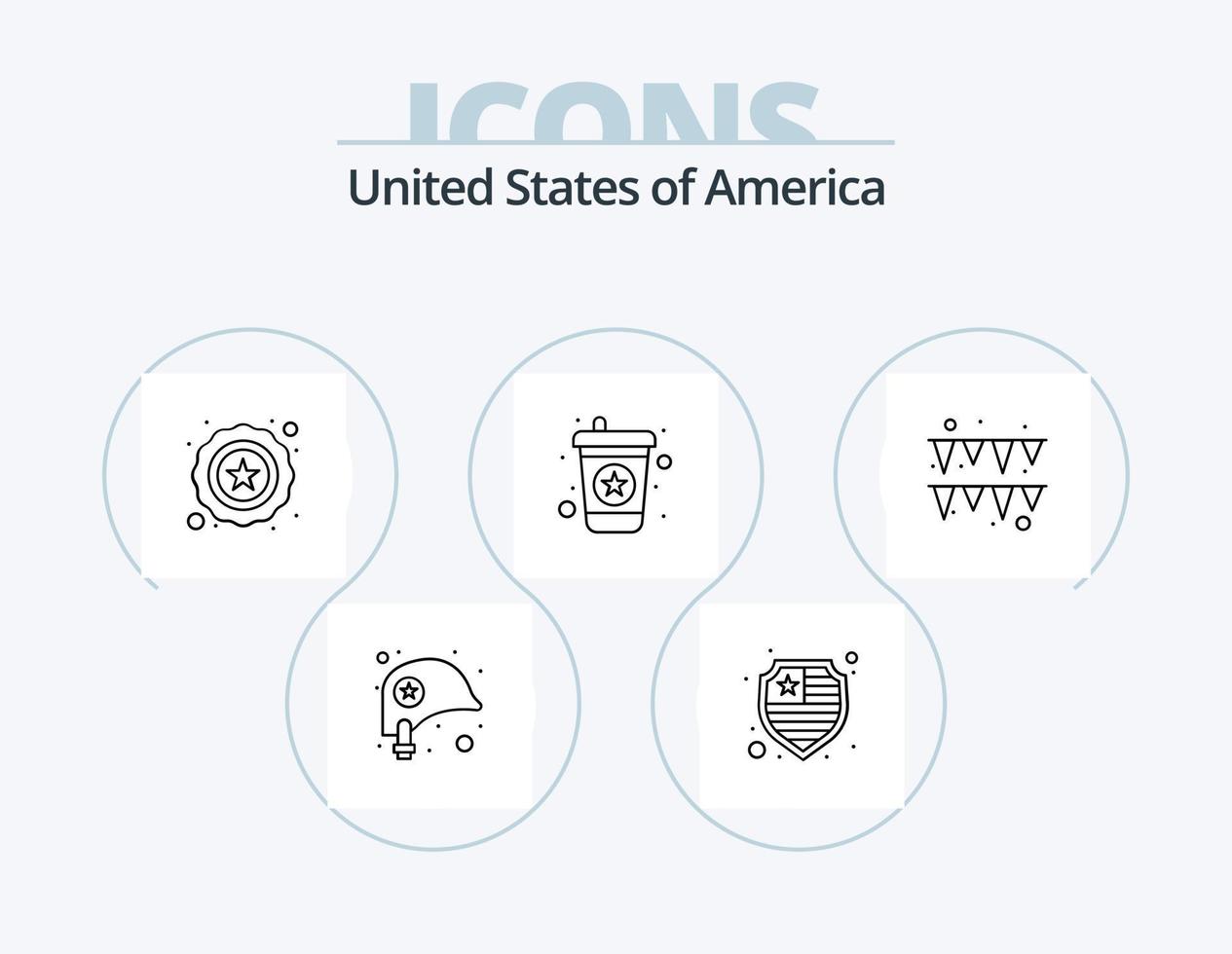 Usa Line Icon Pack 5 Icon Design. magic hat. cap. fire. american. sign vector