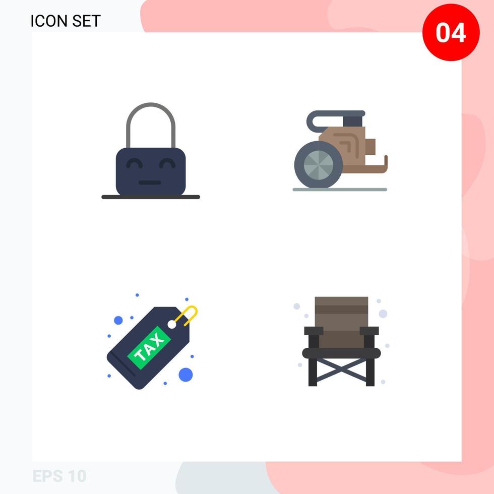 4 Universal Flat Icons Set for Web and Mobile Applications control cash parental old duty Editable Vector Design Elements