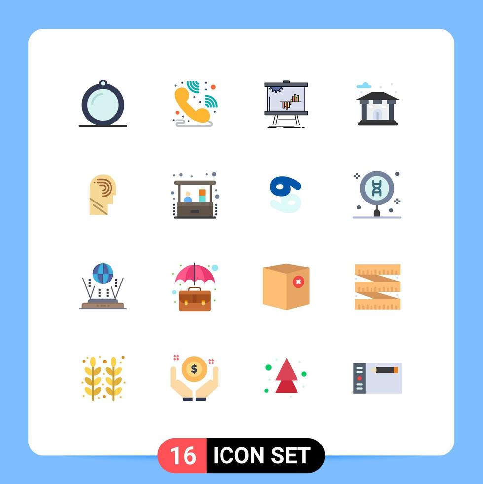 Modern Set of 16 Flat Colors and symbols such as manipulate access chart bank building Editable Pack of Creative Vector Design Elements
