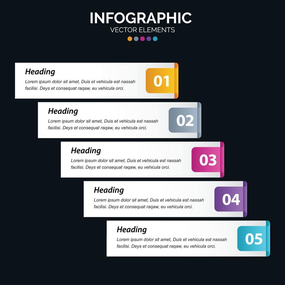 El vector de diseño de infografías de 5 pasos y el marketing se pueden utilizar para el diseño del flujo de trabajo