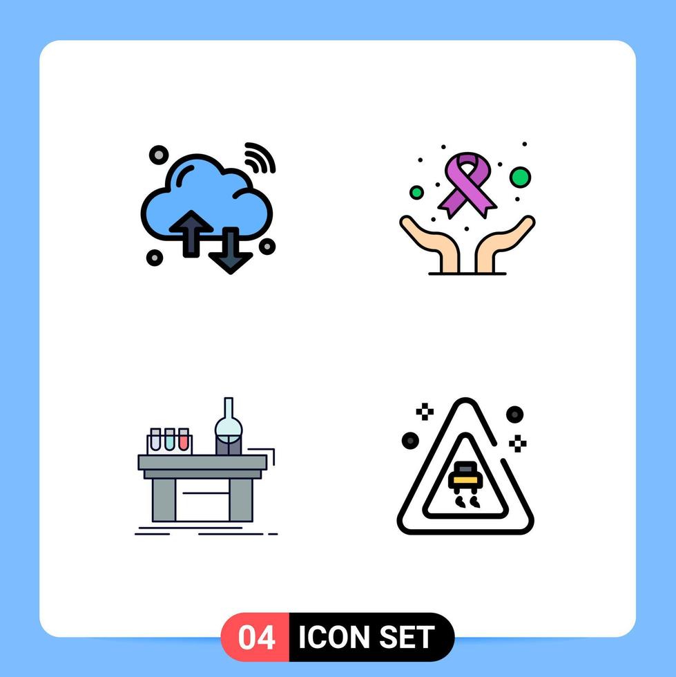 4 Creative Icons Modern Signs and Symbols of cloud biology iot hands lab Editable Vector Design Elements