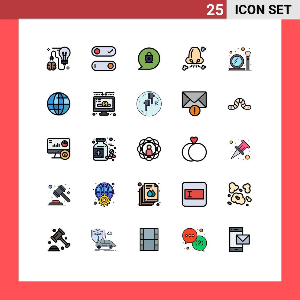 conjunto de 25 iconos de interfaz de usuario modernos símbolos signos para hacer que la nariz de chat de contaminación respire elementos de diseño vectorial editables vector