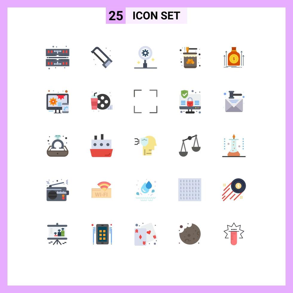 conjunto de 25 iconos de interfaz de usuario modernos símbolos signos de dinero investigación dulce tarro alimentos elementos de diseño vectorial editables vector