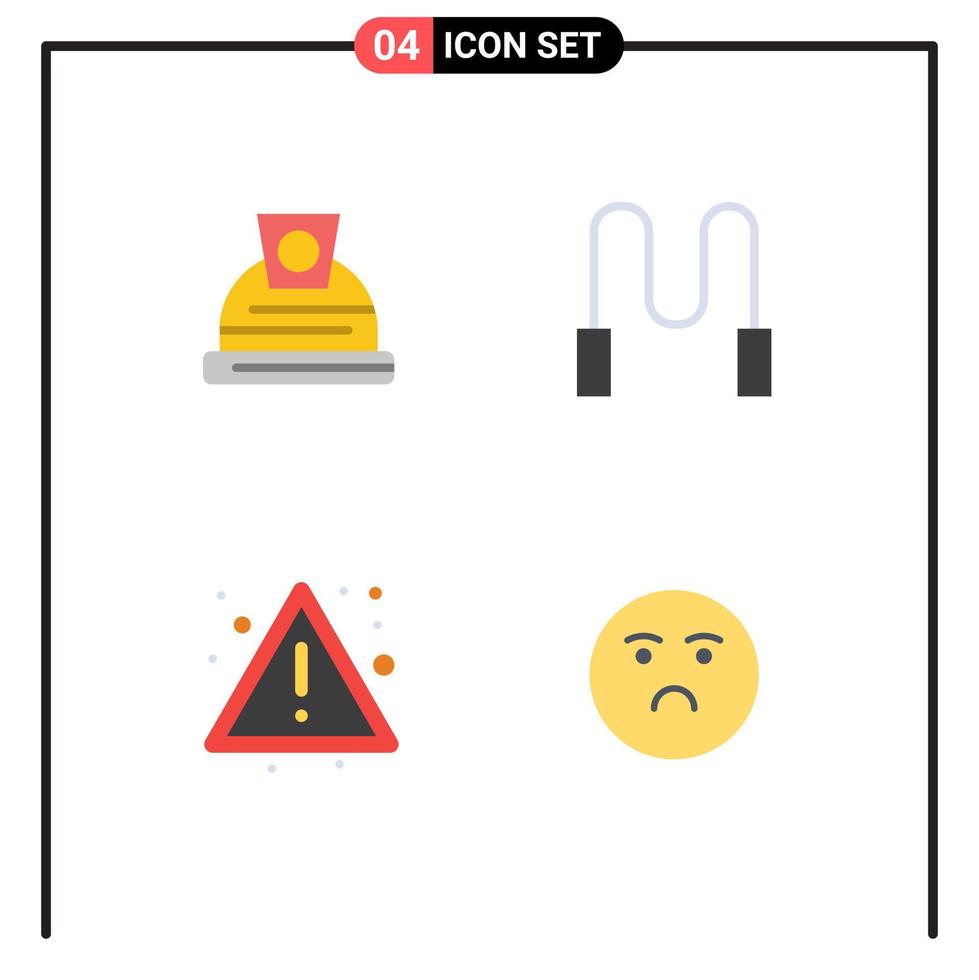 Pictogram Set of 4 Simple Flat Icons of architecture sign rope alert emotion Editable Vector Design Elements