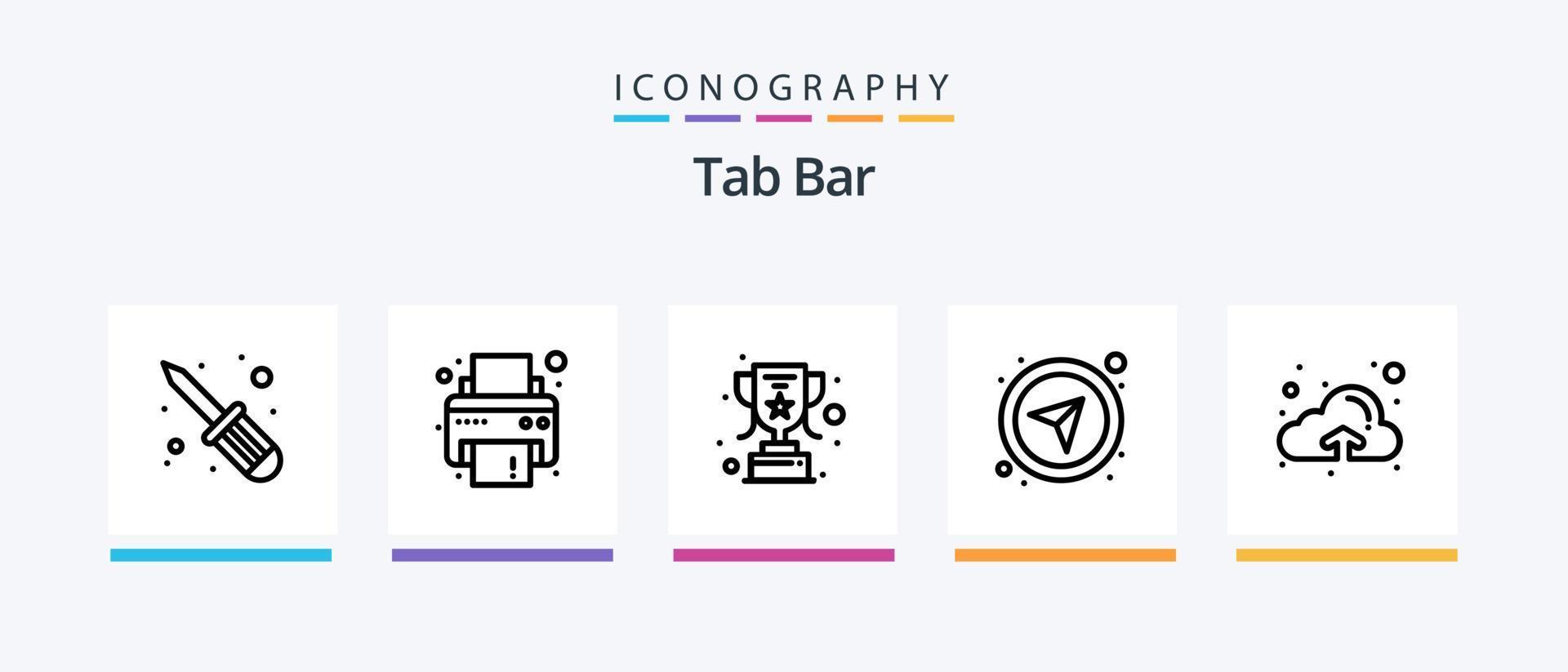 Tab Bar Line 5 Icon Pack Including . company. unlock. lock. Creative Icons Design vector