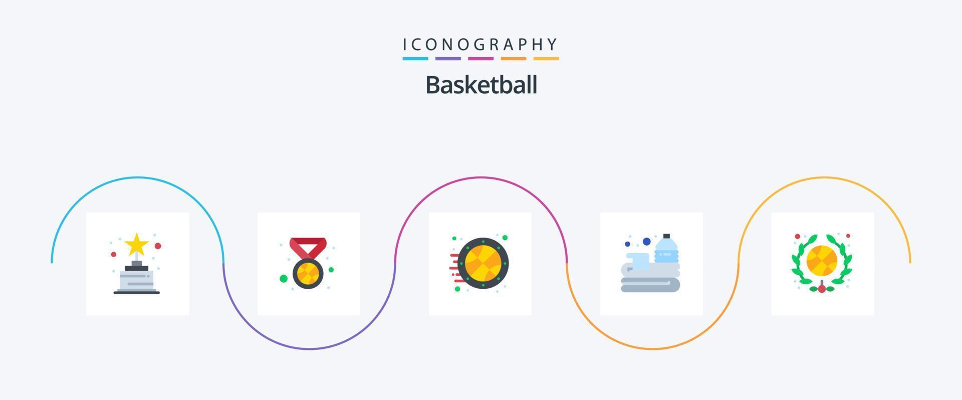 paquete de íconos de baloncesto plano 5 que incluye asociación. equipo. Deportes. deporte. baloncesto vector