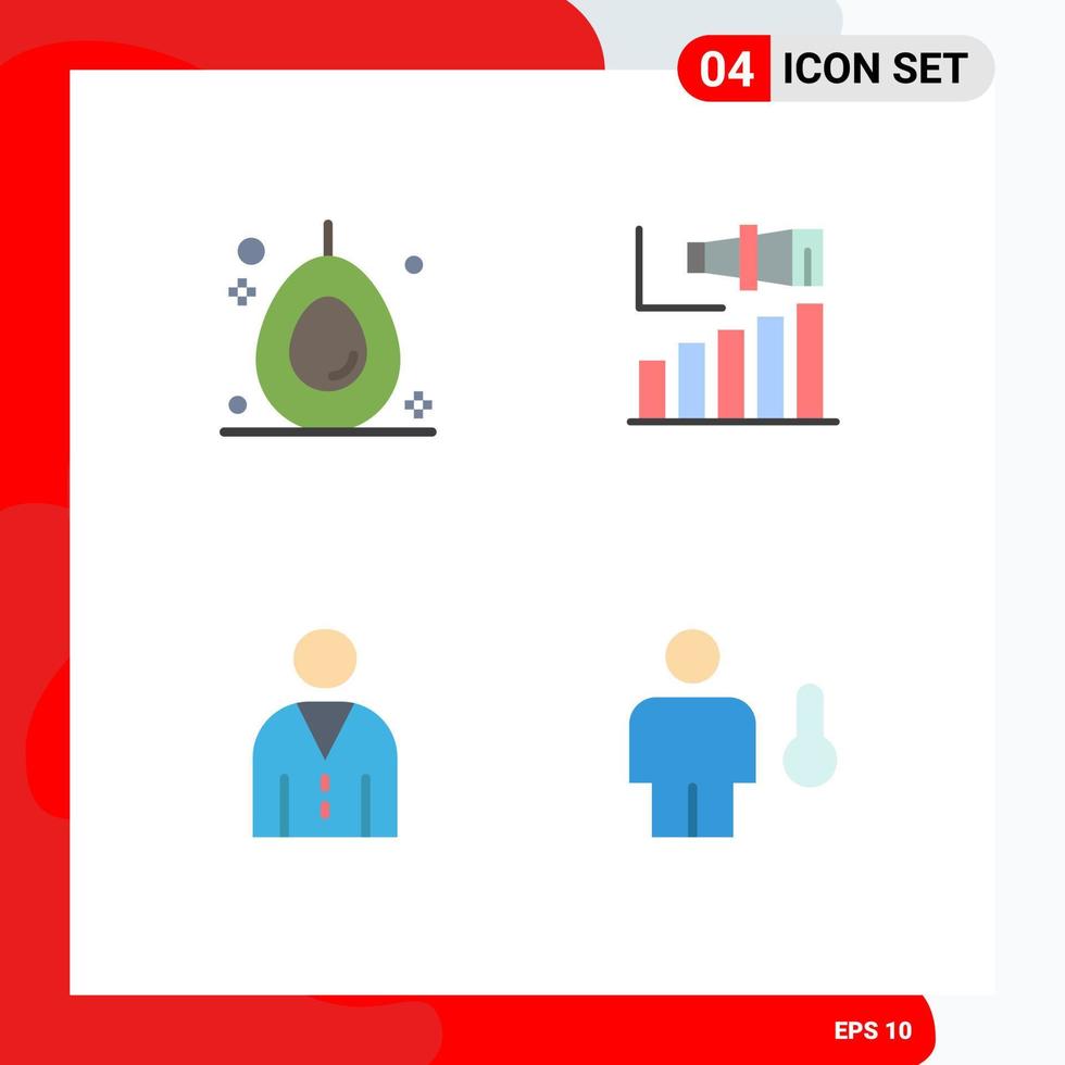 4 Universal Flat Icon Signs Symbols of avocado human business term people Editable Vector Design Elements