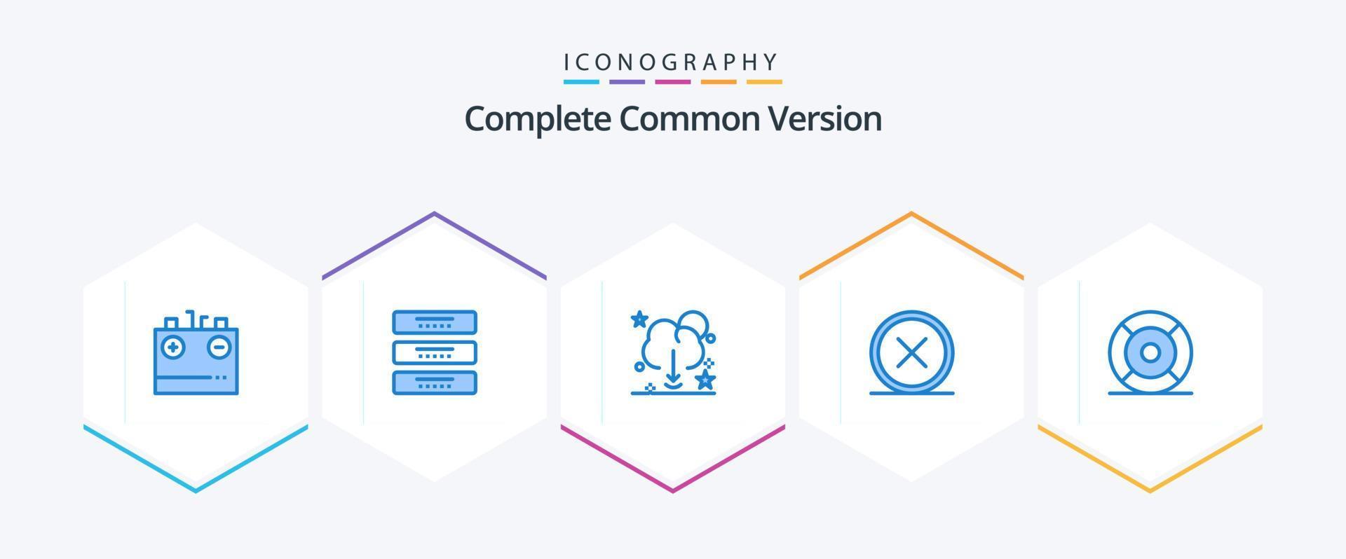 Complete Common Version 25 Blue icon pack including delete. close. furniture. circle. download save vector