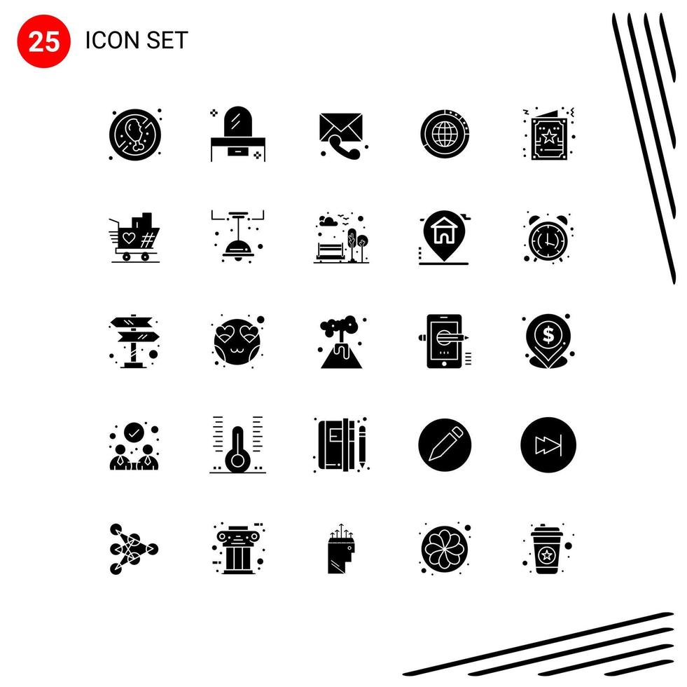 25 Thematic Vector Solid Glyphs and Editable Symbols of resources global mirror data message Editable Vector Design Elements