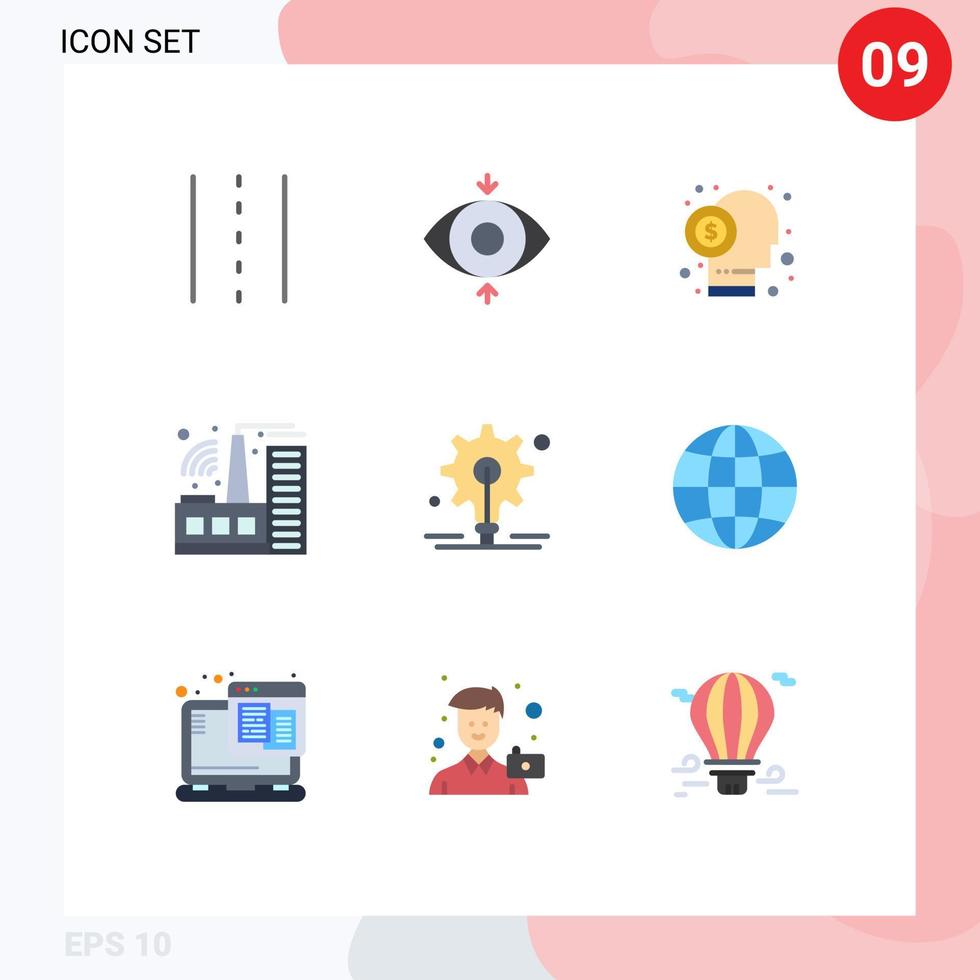 9 Creative Icons Modern Signs and Symbols of gear industry broker factory shareholder Editable Vector Design Elements