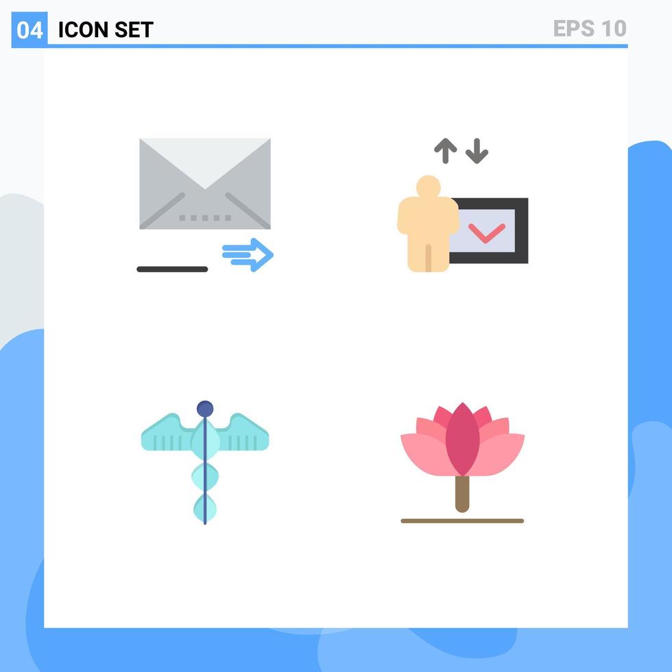 Group of 4 Modern Flat Icons Set for email heart next speech care Editable Vector Design Elements