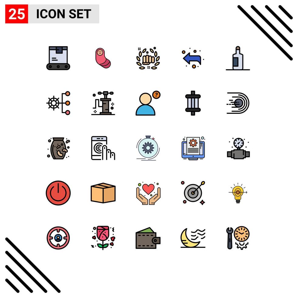 25 Creative Icons Modern Signs and Symbols of beach bottle fight left arrow Editable Vector Design Elements