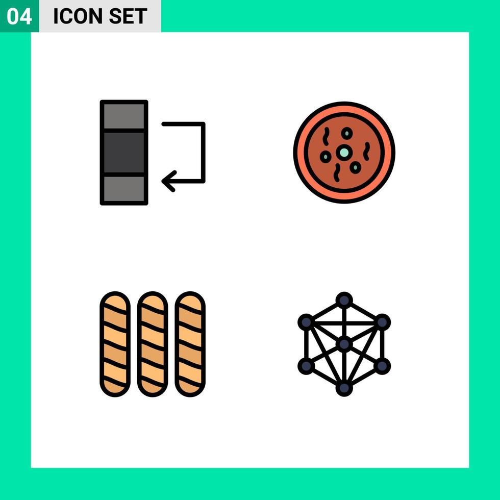 conjunto de 4 iconos de interfaz de usuario modernos símbolos signos para elementos de diseño de vector editables de lenguaje de ciencia de química de pan de columna