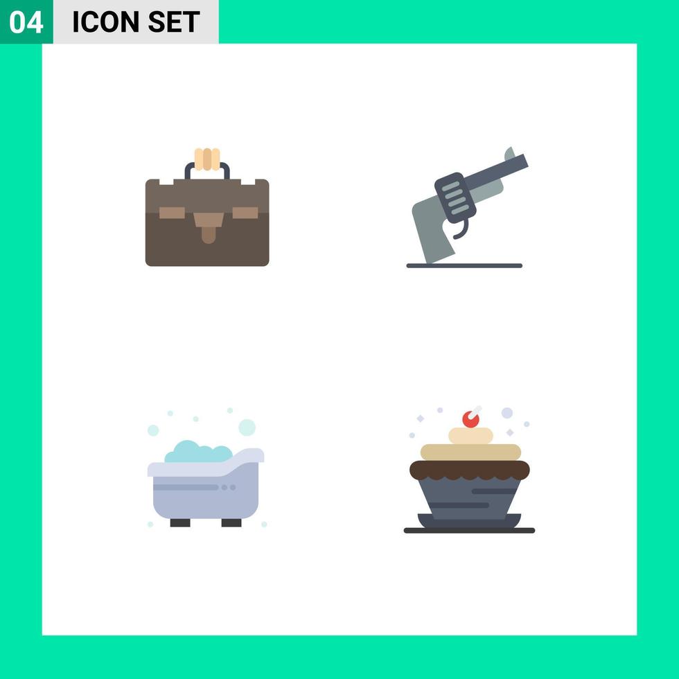 4 Flat Icon concept for Websites Mobile and Apps bag child gun american bakery Editable Vector Design Elements