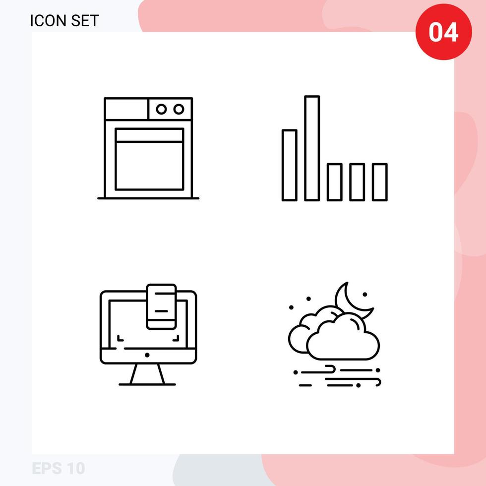 User Interface Pack of 4 Basic Filledline Flat Colors of business screen connection design wind Editable Vector Design Elements