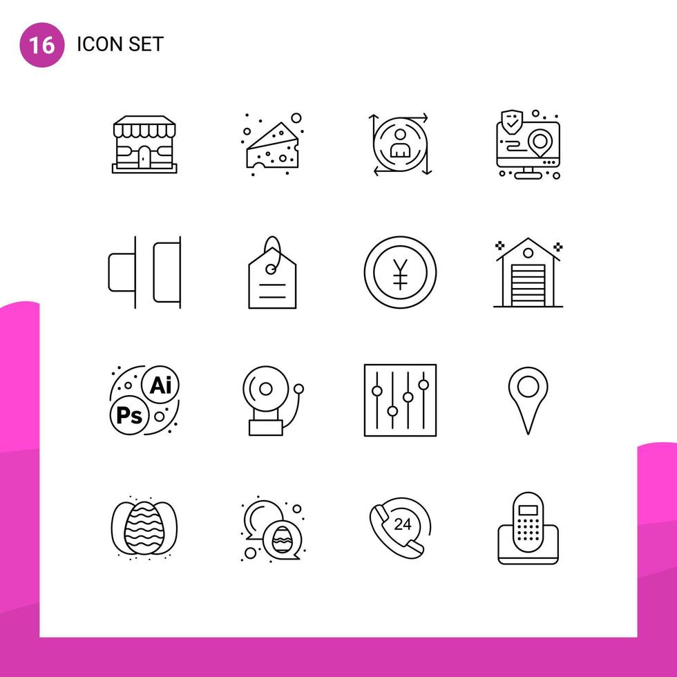 16 User Interface Outline Pack of modern Signs and Symbols of horizontal map predication interface app Editable Vector Design Elements