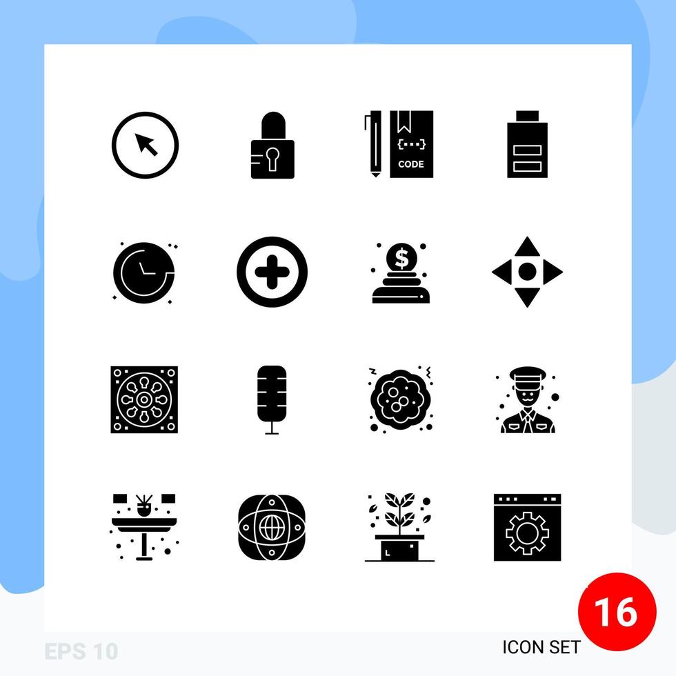 16 Universal Solid Glyphs Set for Web and Mobile Applications compass low code interface file Editable Vector Design Elements
