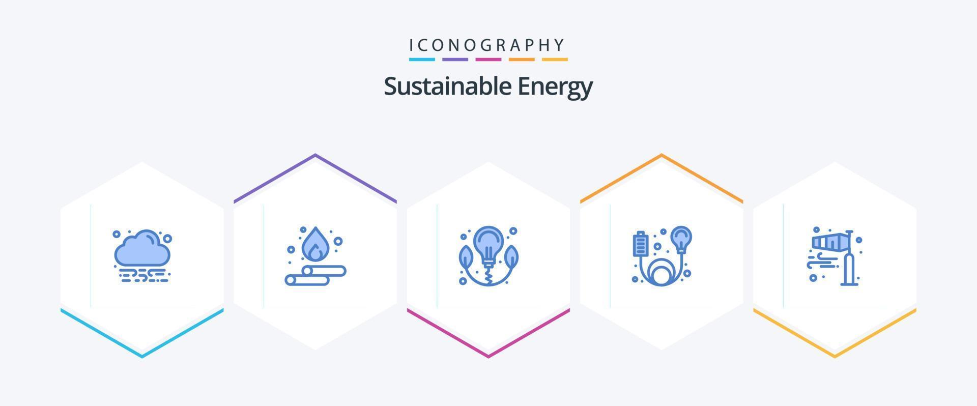 Sustainable Energy 25 Blue icon pack including pole wind. direction. bulb. air. element vector