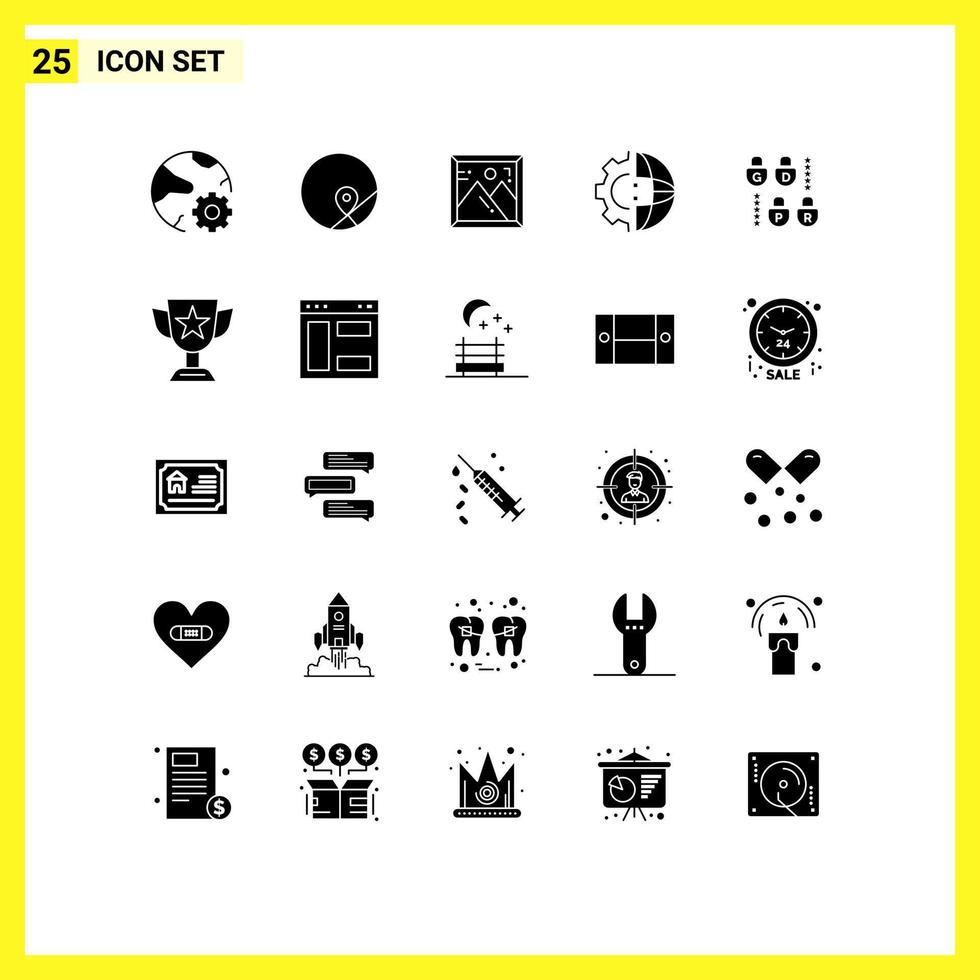 paquete de iconos vectoriales de stock de 25 signos y símbolos de línea para el mapa de procesamiento gdpr elementos de diseño vectorial editables de desarrollo internacional vector