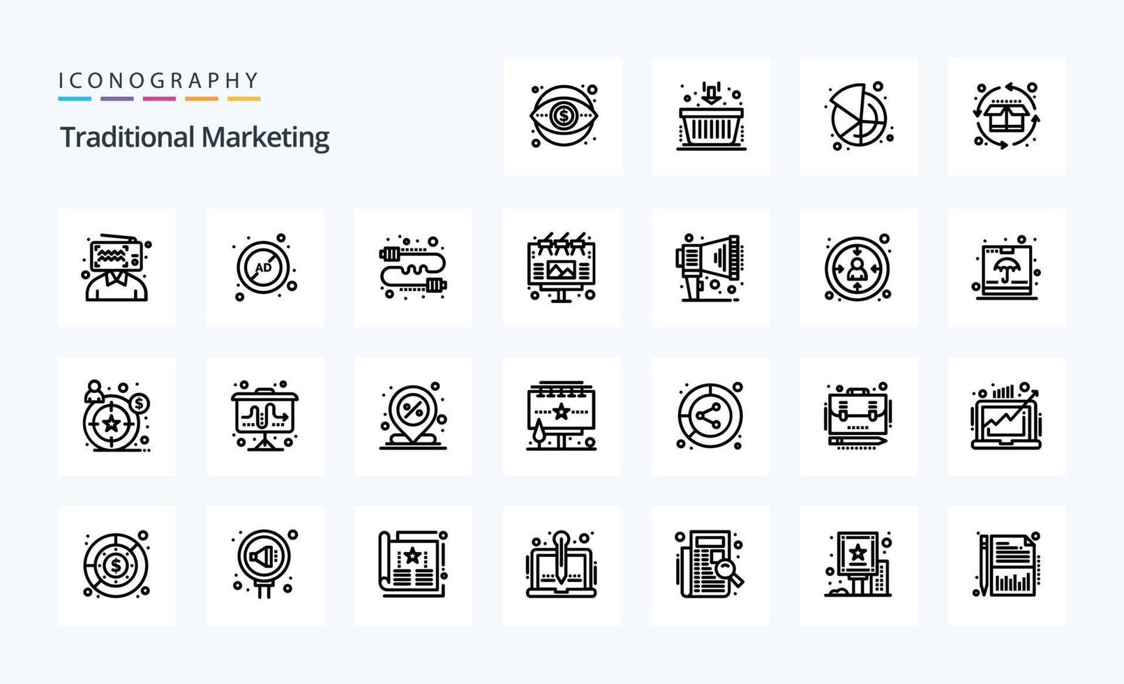 25 Traditional Marketing Line icon pack vector