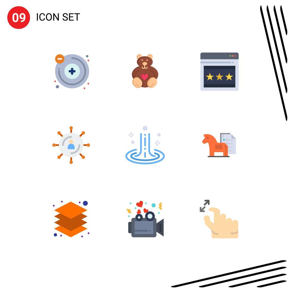 9 User Interface Flat Color Pack of modern Signs and Symbols of spa effect web seo media Editable Vector Design Elements