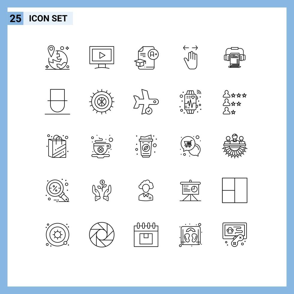 25 Creative Icons Modern Signs and Symbols of right gesture play hand graduation Editable Vector Design Elements