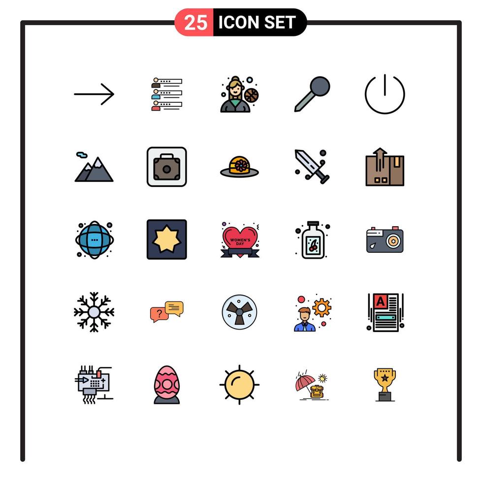 25 Thematic Vector Filled line Flat Colors and Editable Symbols of switch mark team marker map Editable Vector Design Elements