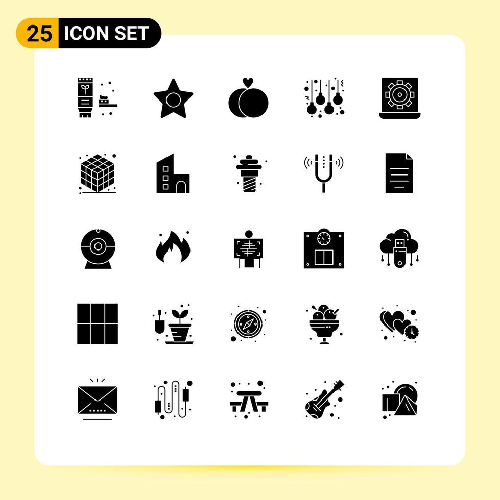 25 Solid Glyph concept for Websites Mobile and Apps preference configure rings computer christmas Editable Vector Design Elements