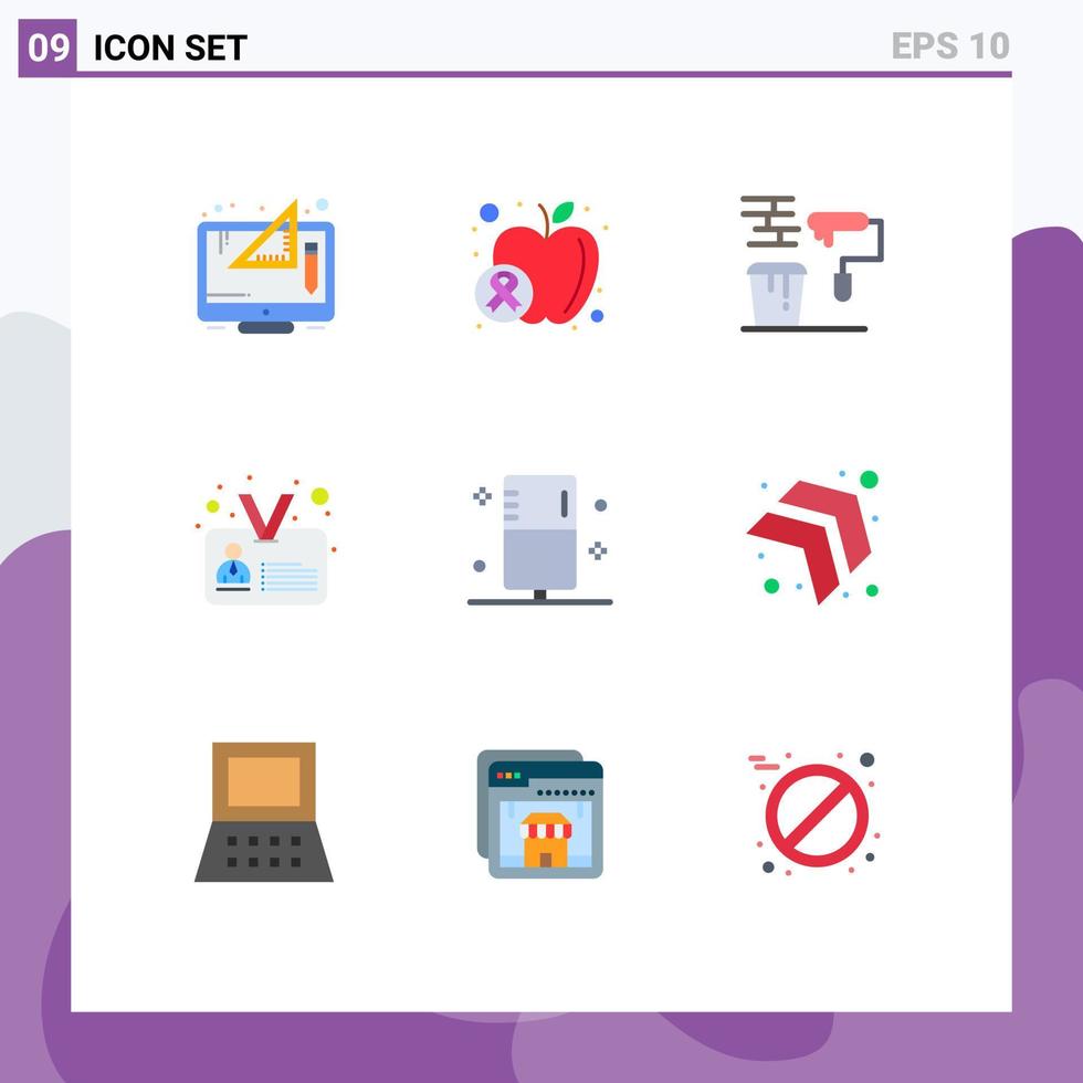 Universal Icon Symbols Group of 9 Modern Flat Colors of user identification food id roller Editable Vector Design Elements