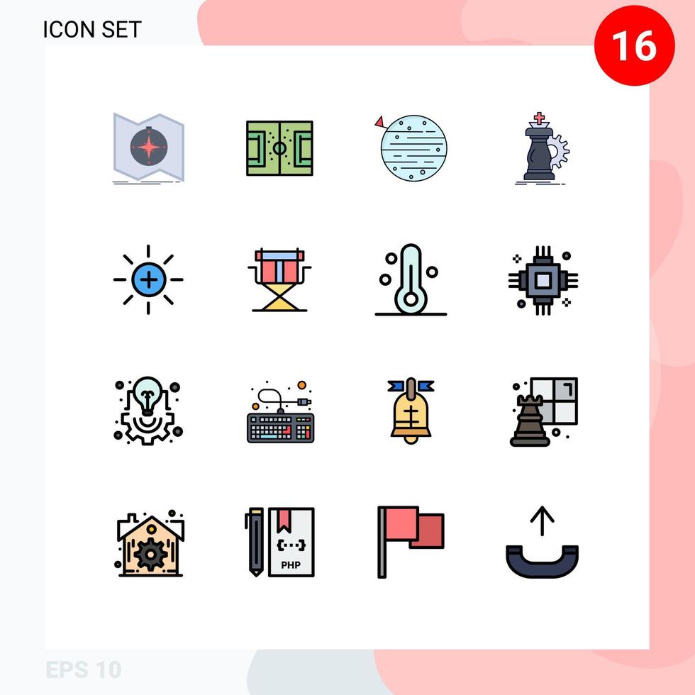 Flat Color Filled Line Pack of 16 Universal Symbols of horse strategy pitch earth space Editable Creative Vector Design Elements