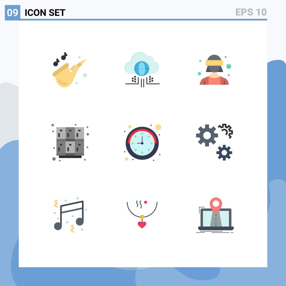 conjunto de 9 iconos de interfaz de usuario modernos signos de símbolos para reloj abrir avatar casillero aprender elementos de diseño vectorial editables vector